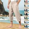 Herren Baumwoll-Leinen-Hose, Sommerhose, Strandhose, Kordelzug Elastischer Bund
