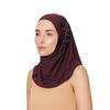 Women Solid Color Lace Rhinestone Muslim Hijab Wrap Islamic Scarf Cap Head Cover