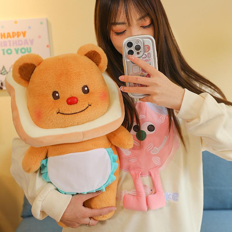 Honey Pot Toast Butter Bear Plüschtier, kreative Bärenpuppe, große Größe, Schlafkissen, Bettpuppe