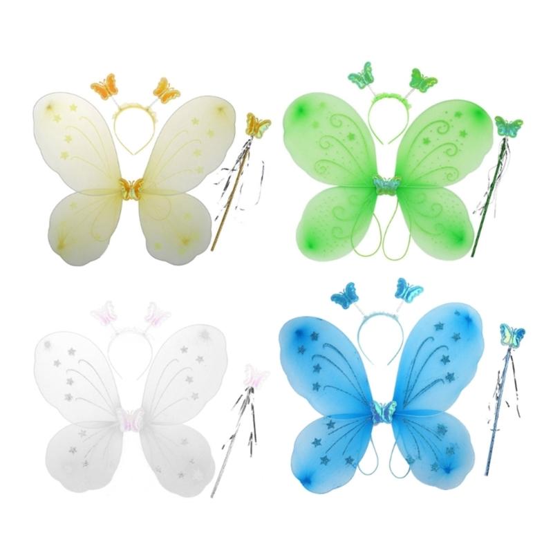 Scintillante Carina Sognante Fata Principessa Angelo Bacchetta Farfalle Ala Cerchietto Festa di Compleanno Halloween Cosplay Costume Accessorio