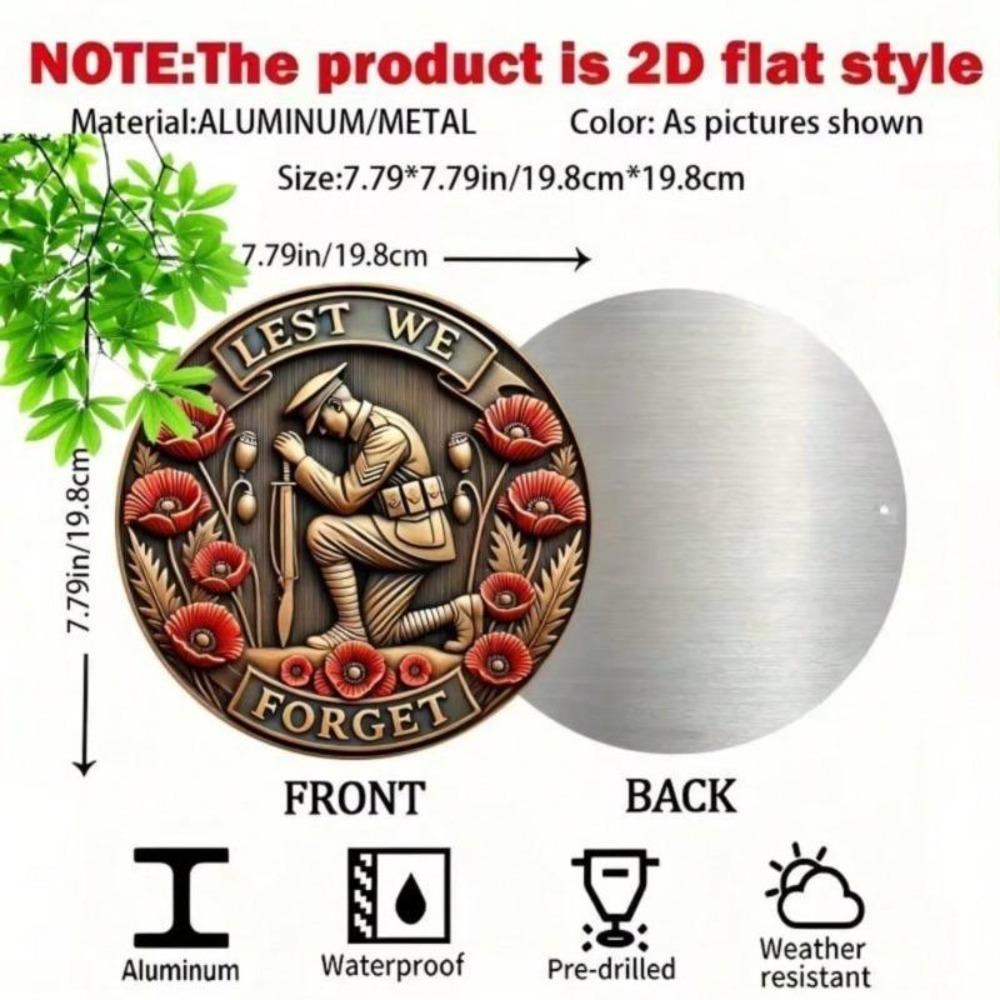 Vintage Metal Tin Sign WWII Soldier Military Wall Decor Plaque