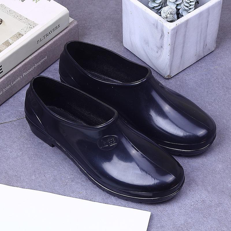 Low tube warm velvet rain boots low top waterproof shoes women's fashion adult short tube non-slip light mouth low top boots