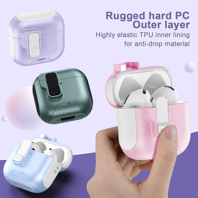 For Airpods 4 Case Magnet Security Lock Cover With Lanyard Full Body Protection Shockproof Earphone Charging Box For Airpods Pro 3 2