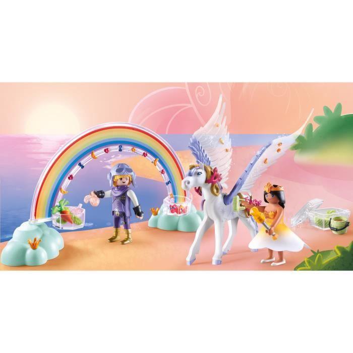 PLAYMOBIL 71361 Cheval Ailé À Décorer Avec Princesse, Princess Magic, Chevalier Et Arc-en-ciel, Dès 4 Ans
