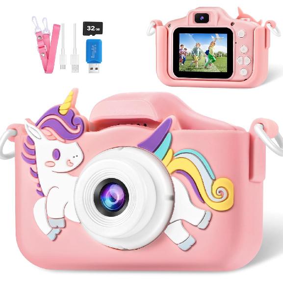 Kids Camera, Christmas Birthday Gifts for Kids, Toddler Camera Toys, 3 4 5 6 7 8 9 Year Old Girl Gifts, Camera for Kids, Multifunctional Digital