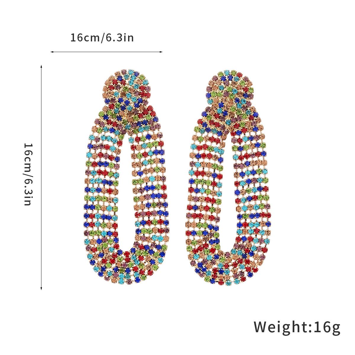 Silver Needle Zircon Geometric Color Earrings European and American High-end Earrings Light Luxury Fashion Exquisite Earrings