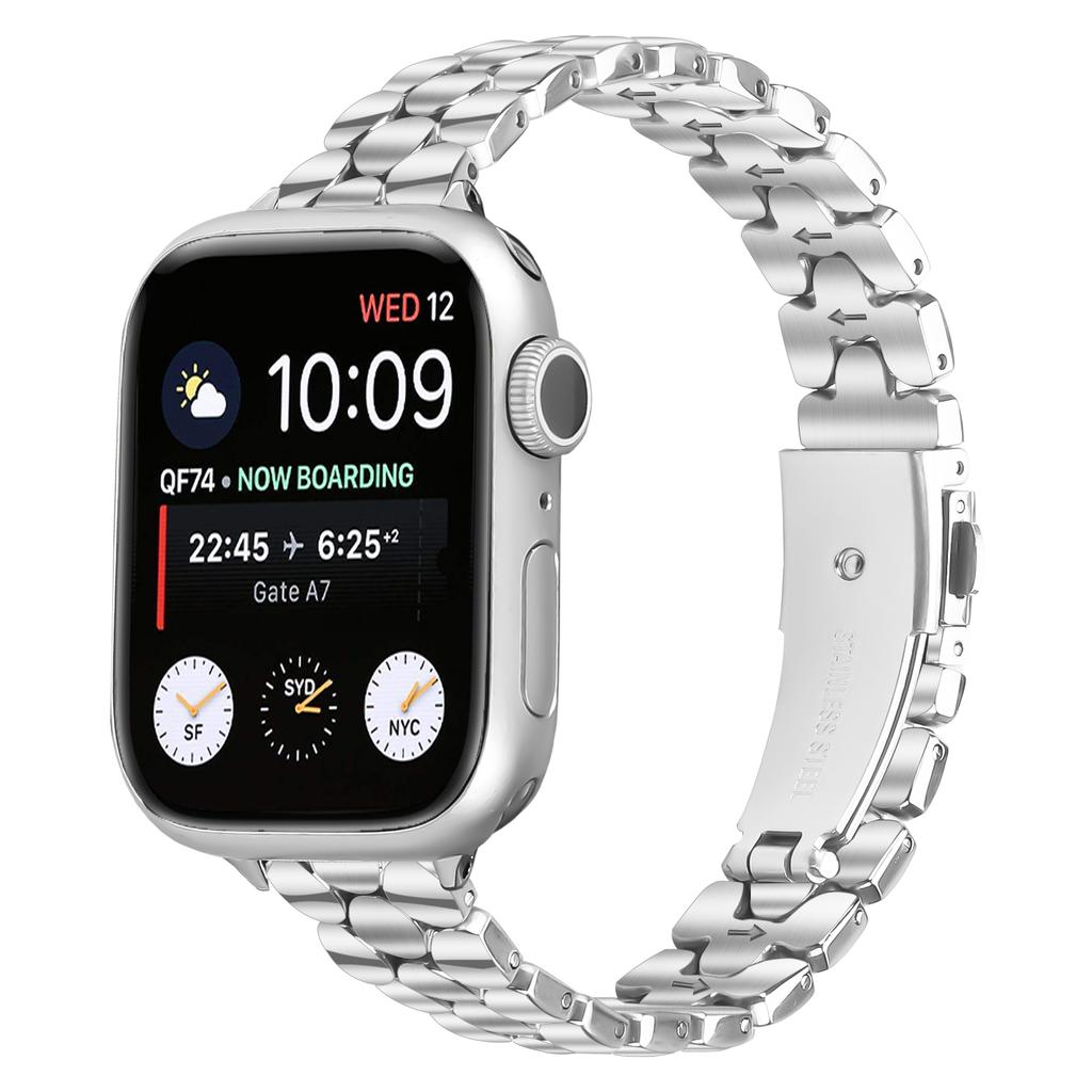 Metal Watch Band for Apple Watch Series 11 10 42mm/9 8 7 41mm/SE3 SE2 SE 6 5 4 40mm/3 2 1 38mm Pearl-Shape Stainless Steel Silver Wrist Strap
