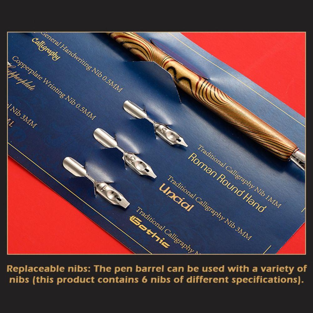 Kit Stylo Plume à Tremper avec Support Pointe en Acier Inoxydable Stylo Plume à Tremper pour Dessin Animé Stylo Signature Durable Affaires