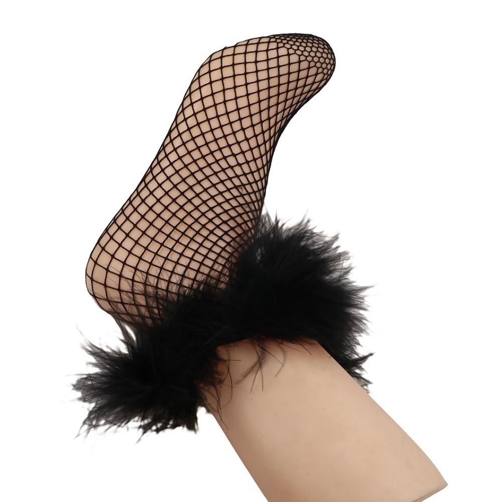 Grid Hollow Out Socks Bright Color Socks Women Y2K Feather Fishnet Stockings Music Festival