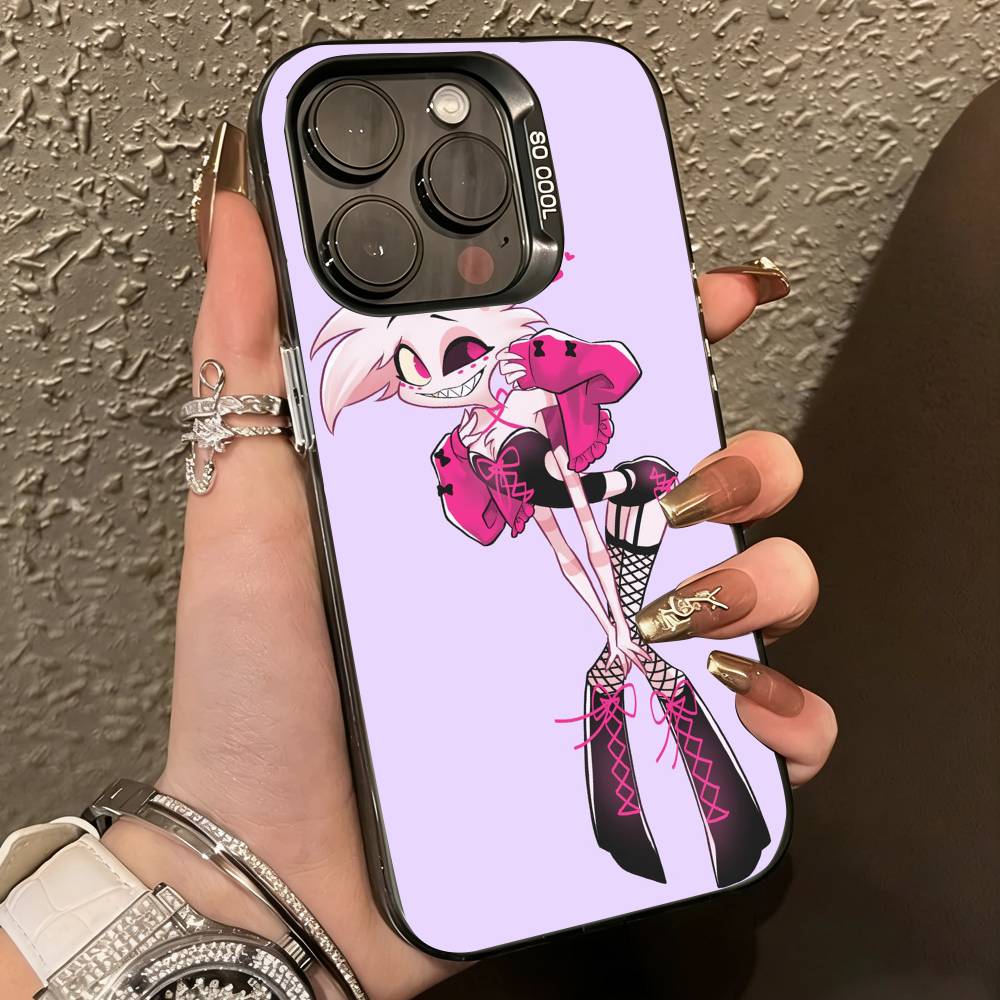 A-Angel Dust-t H-Hazbin   Phone Case For iPhone 17,16,15,14,13,12,11 Plus,Pro Max,XS,Colorful Silver Black Cover