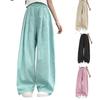 Solid Color Casual Pants Girl Elastic Waist Straight Summer Loose Breathable Wide Leg Pant Children's Summer Trousers