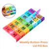 Portable Button-Press Lid Pill Box Weekly Travel Pill Cases Box 14 Grids Pills Container  Men/Women