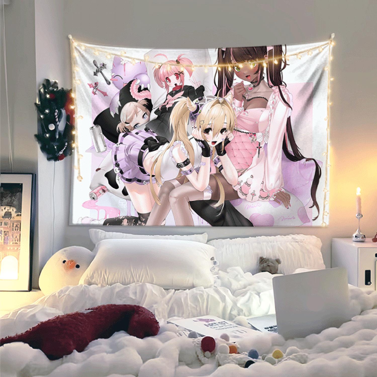 

1pc Cute girl background cloth ins style bedroom bedside hanging cloth dormitory wall decoration background clot 74x94cm(29x37in)