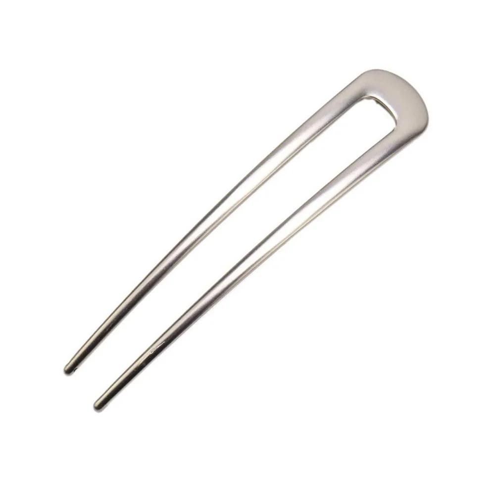 Simple Elegant U-Shaped Hairpin Gold Color French Hair Sticks Clips Long Thick Updo Bun Jewelry Accessories For Women Gift