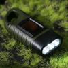 Solar Powered Charging Torch Hand Crank Outdoor Camping Flashlight  Saving Space for Backpack