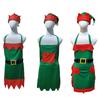 Elf-Themed Green & Red Non-Woven Apron and Hat Set for Christmas Ball Party Decorations