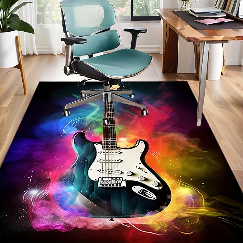 Colorful Guitar Nebula Rug for Music Rooms - Vibrant Design, Soft Material, Perfect for Musicians | Instrument Themed Decor
