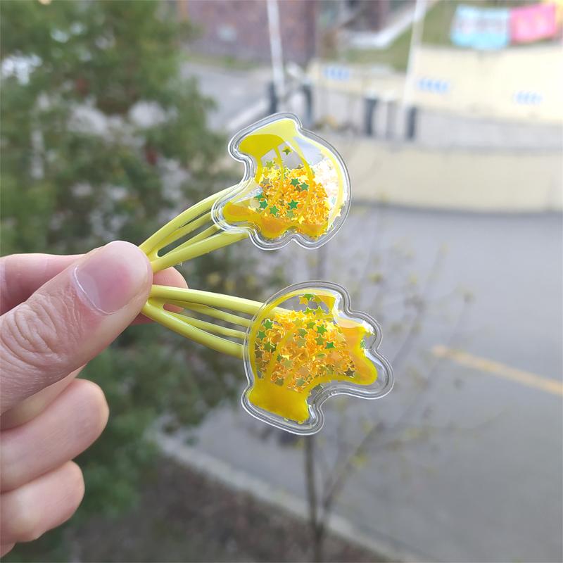 2PCS Fruit Quicksand BB Cartoon Clips Kids Hairpins Children Headwear Baby Clips Headdress Elastic Hair Bands Girls Accessories