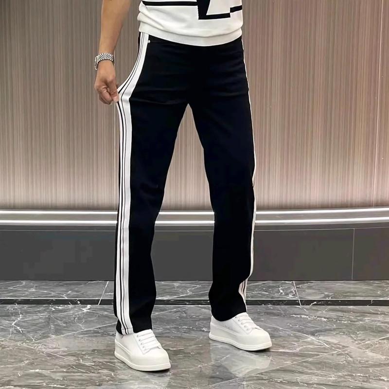 

Мужские модные свободные джинсы с боковой полосой - Выстиранные широкие прямые брюки для подростков 34 (155-165 jin)