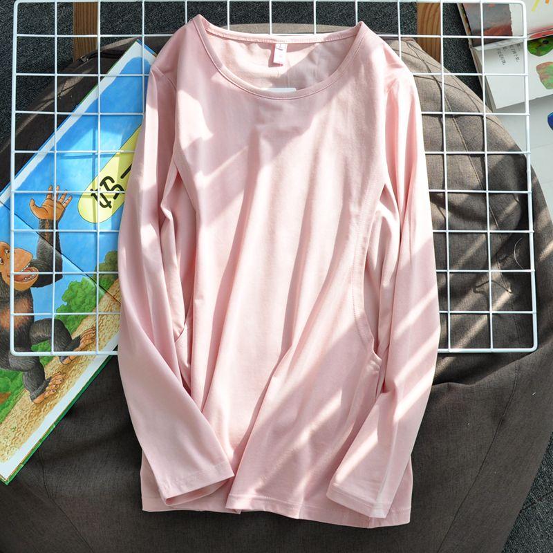 

Послеродовая футболка с длинным рукавом для кормления грудью, тонкий топ для послеродового периода Pink 3XL [72.50 kg-80.00 kg]]