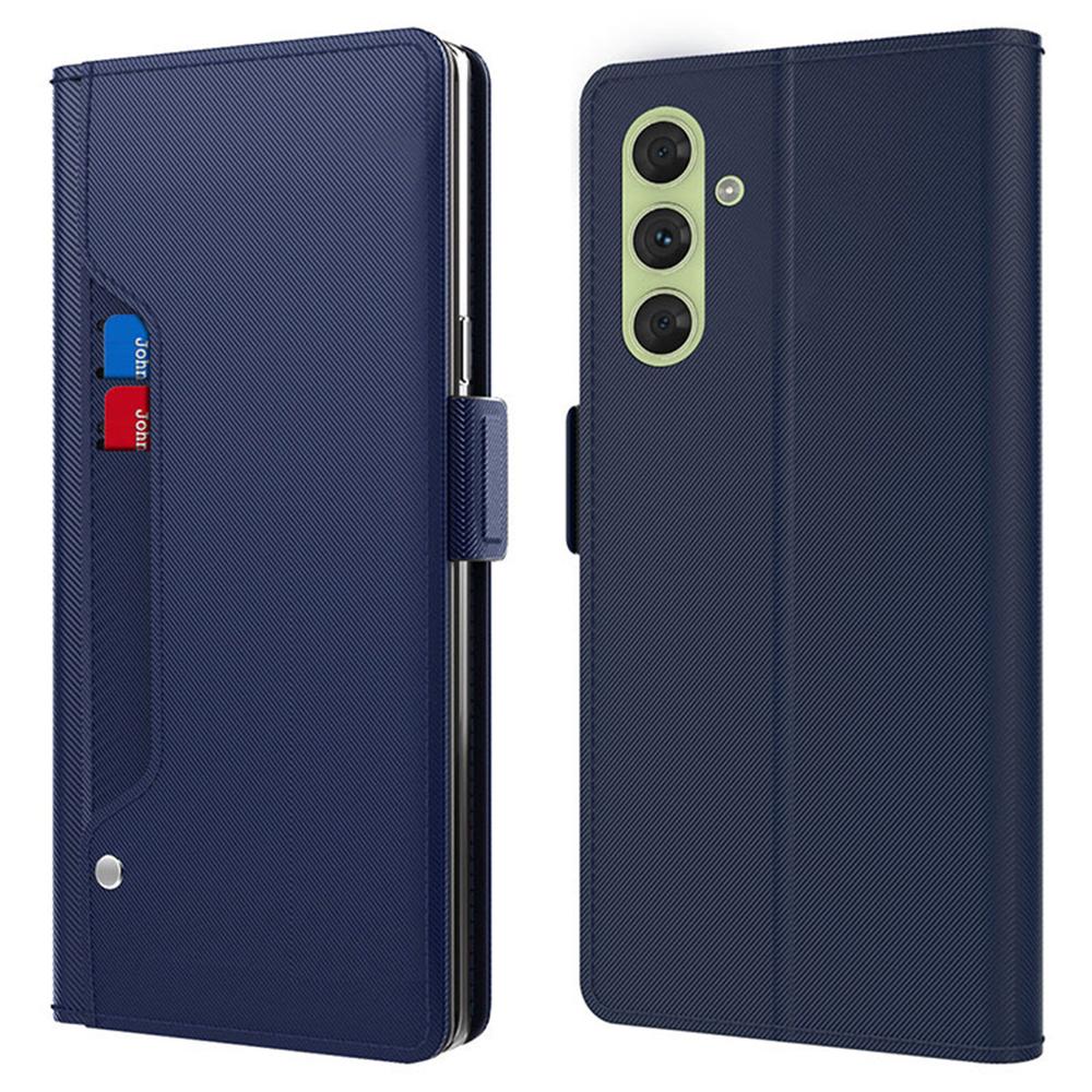 

For Samsung Galaxy M55 5G/F55 5G/C55 5G Mirror Case PU Leather Flip Phone Cover with Card Slot Blue