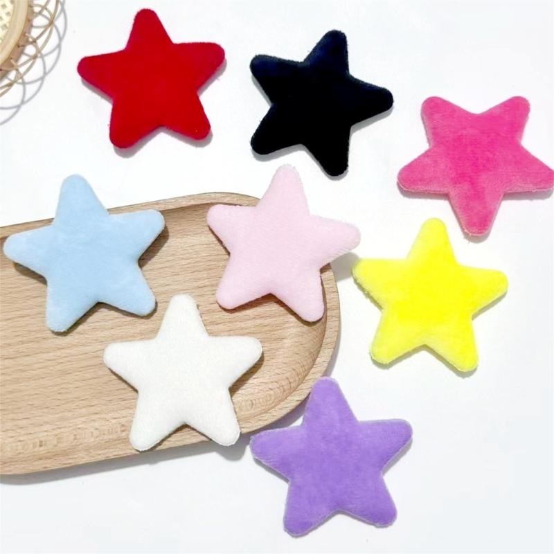 10Pcs 6.5CM Colorful Plush Star Appliques For Handmade Bag Garment Shoe Decoration Hair Accessories and Sewing Craft