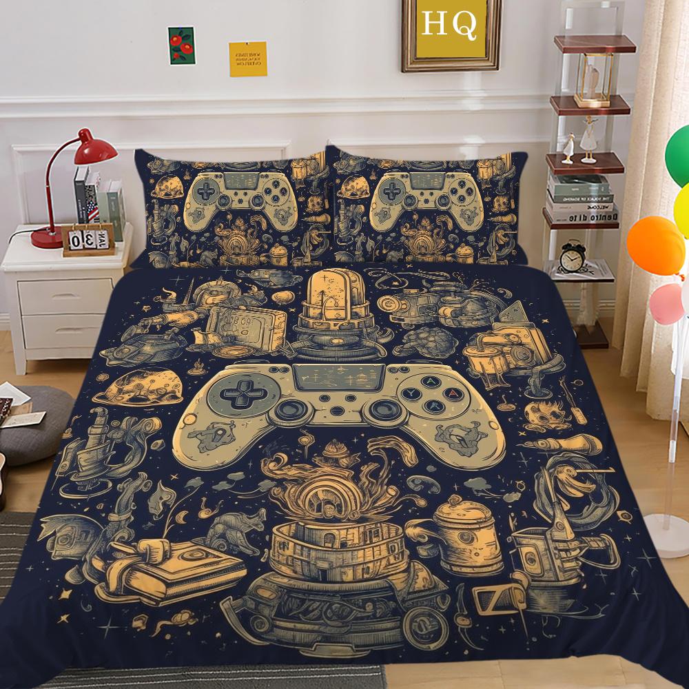 

Чехол для постельного белья с игровой ручкой, крутой дизайн, мужские домашние покрывала из полиэстера, постельные принадлежности королевского размера, комплекты пододеяльников высокого качества EU Single 135x200cm