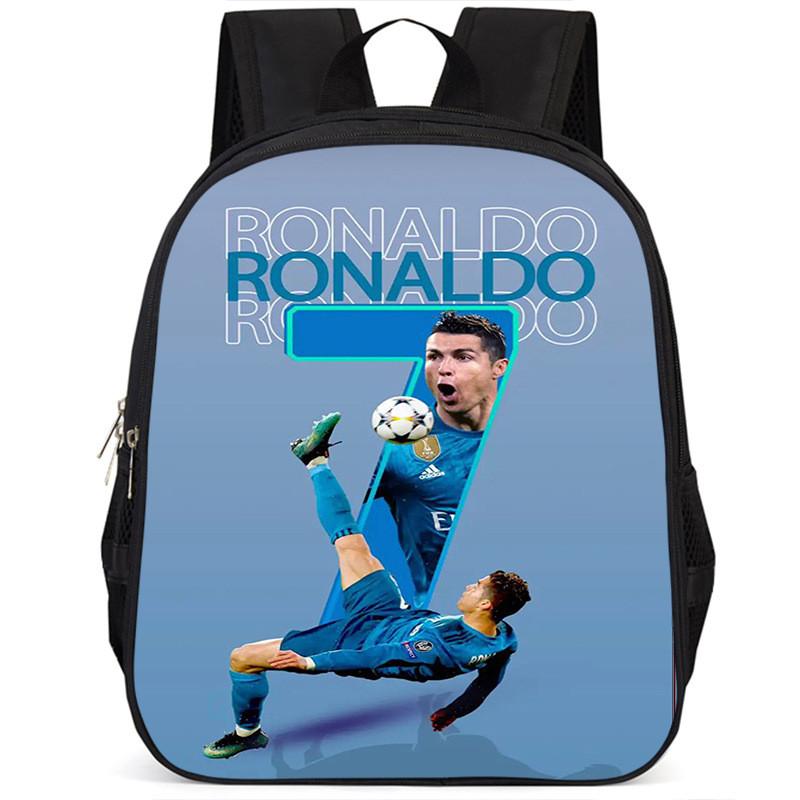 Spacious 15 Inch Cristiano Ronaldo School Backpack For Kids Lightweight Oxford Fabric