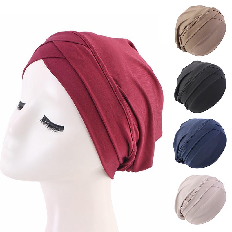 

1Pc Women New Magic Turban Indian Headwrap Solid Color Extra Long Tube Polyester & Spandex Hijab Head Wrap