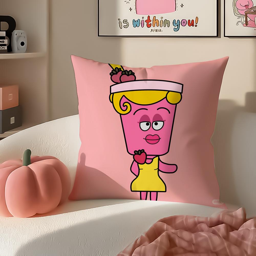 Funny Cartoon HHAPPY FATHER HAPPY SON Cushion Cover Pillowcase Short Plush Invisible Zipper Room Sofa Cushion Cover