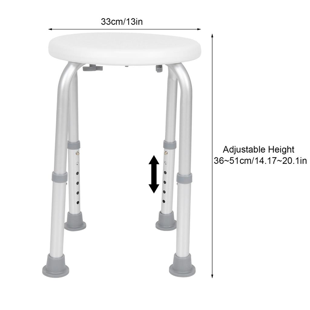 Shower stool with 6-  height- , non-slip rubber feet for the bath st for older people
