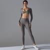 Yoga Clothing Trend Sports Gathering Long Sleeved Solid Color Slim Fit Elastic Fitness Clothing Running Training Sports Suit
