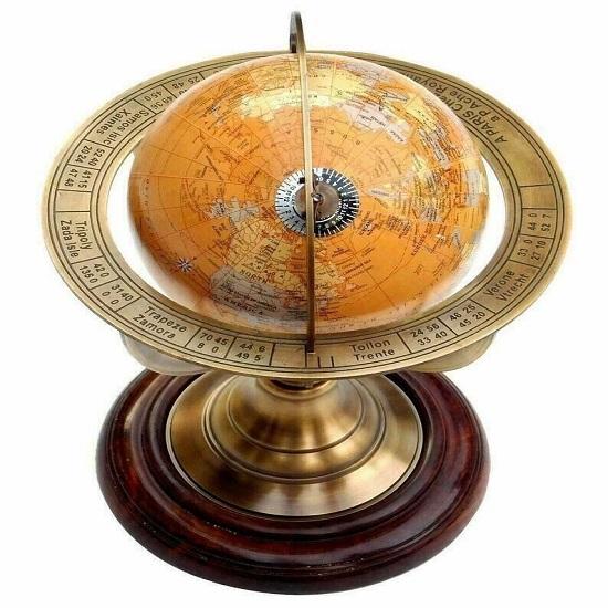 Antique Brass 30.48 Cm Globe World Map Nautical Table Decor Astrolabe Armillary Sphere