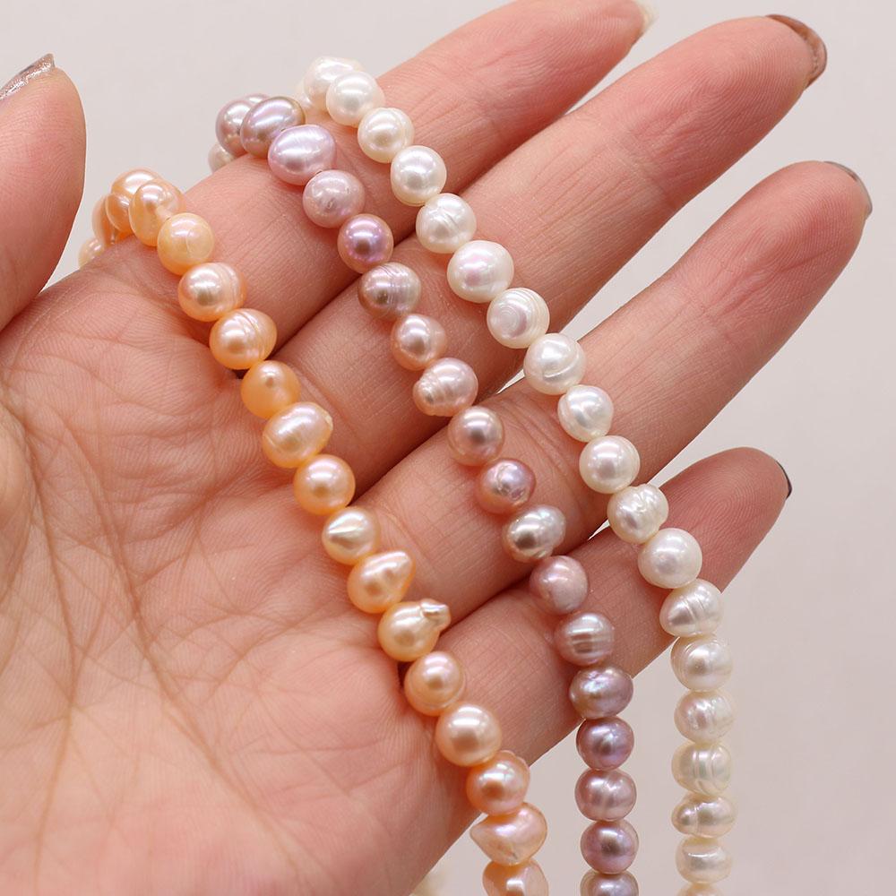 1String, Natural Freshwater Pearls, Subcircle Pearl Beads, 6-7 Mm, for DIY Necklace Bracelet, Jewelry Making, Women Birthday Party Crafts, 36cm