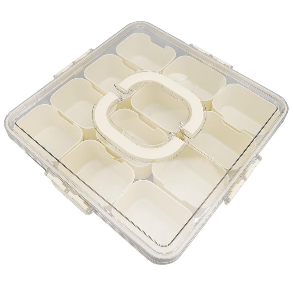 Divided Serving Tray with Lid Handle 12 Compartment Snackle Box Charcuterie Container for Portable Snack Platters Clear