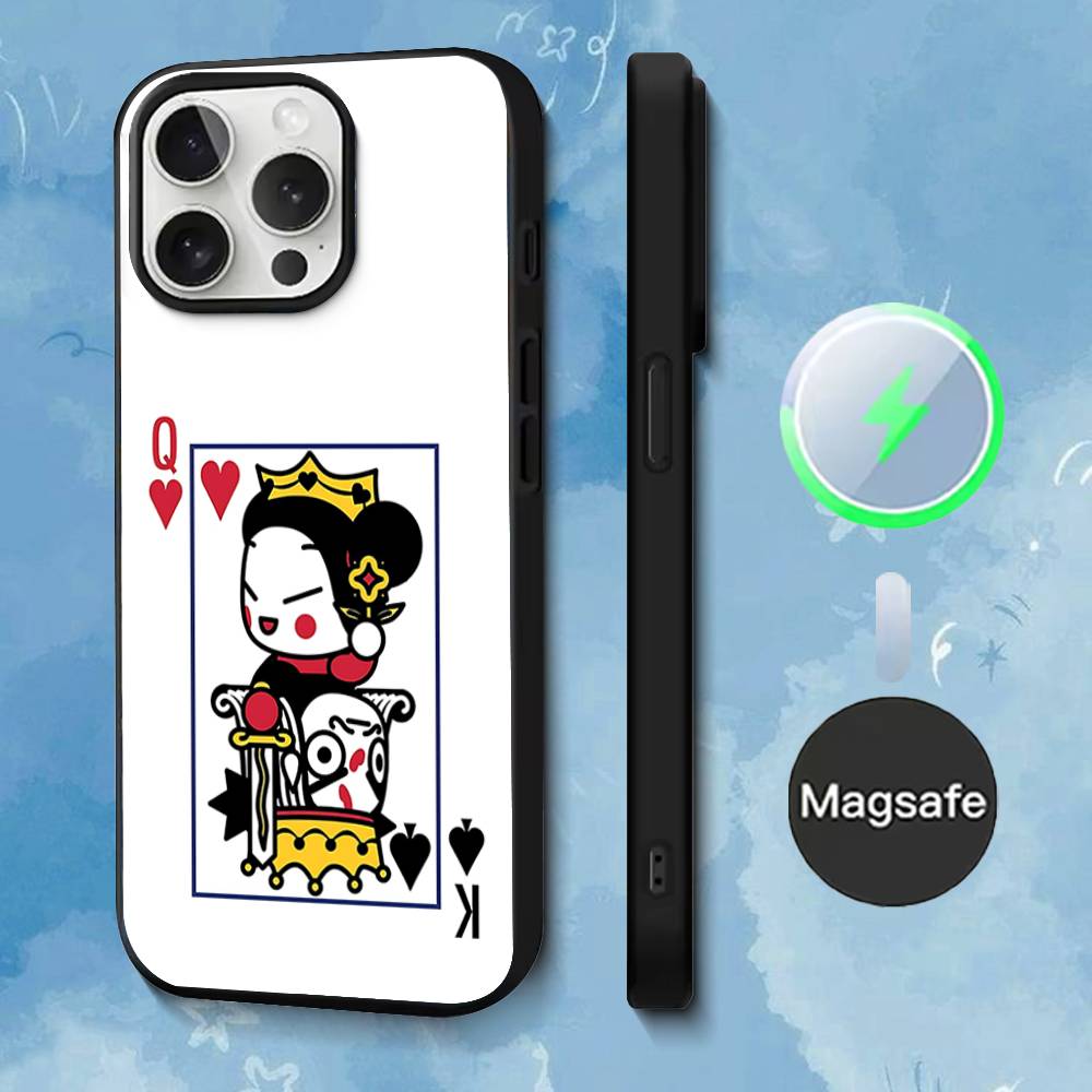 P-Pucca Cute Love Phone Case For iPhone 17,16,15,14,13,12,11,Pro,Max,Plus,Mini,SE4,E Magnetic Magsafe Wireless Charging