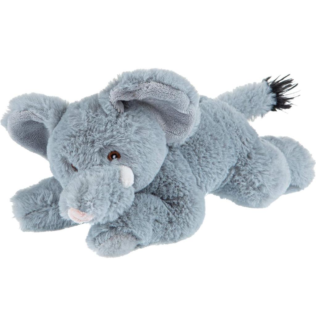 Wild Republic Fluffy African Elephant Plush Toy, Made from Recycled Materials, Ecokinz, W11 X D23 X H10cm, 24805
