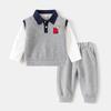 Children's Clothing Spring and Autumn Kids Lapel Suit K-style Boys False Two-Piece Sweaters Baby Casual Pants Twinset Outfit