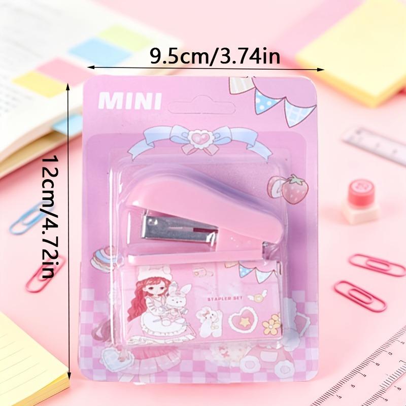 Cartoon mini stapler set, portable small office stapler, stationery supplies, back-to-school season, holiday gift