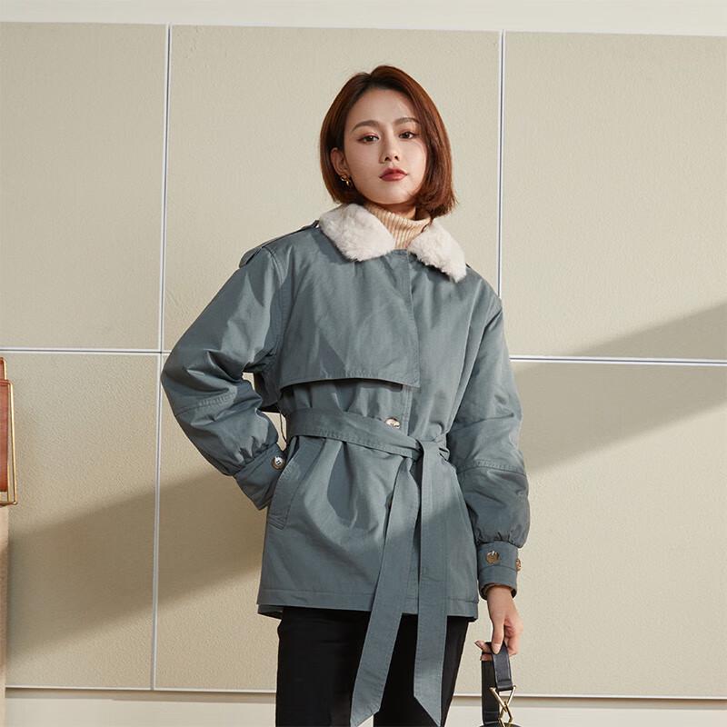 

Shetu Women s Workwear Lapel Long Sleeve Parka L