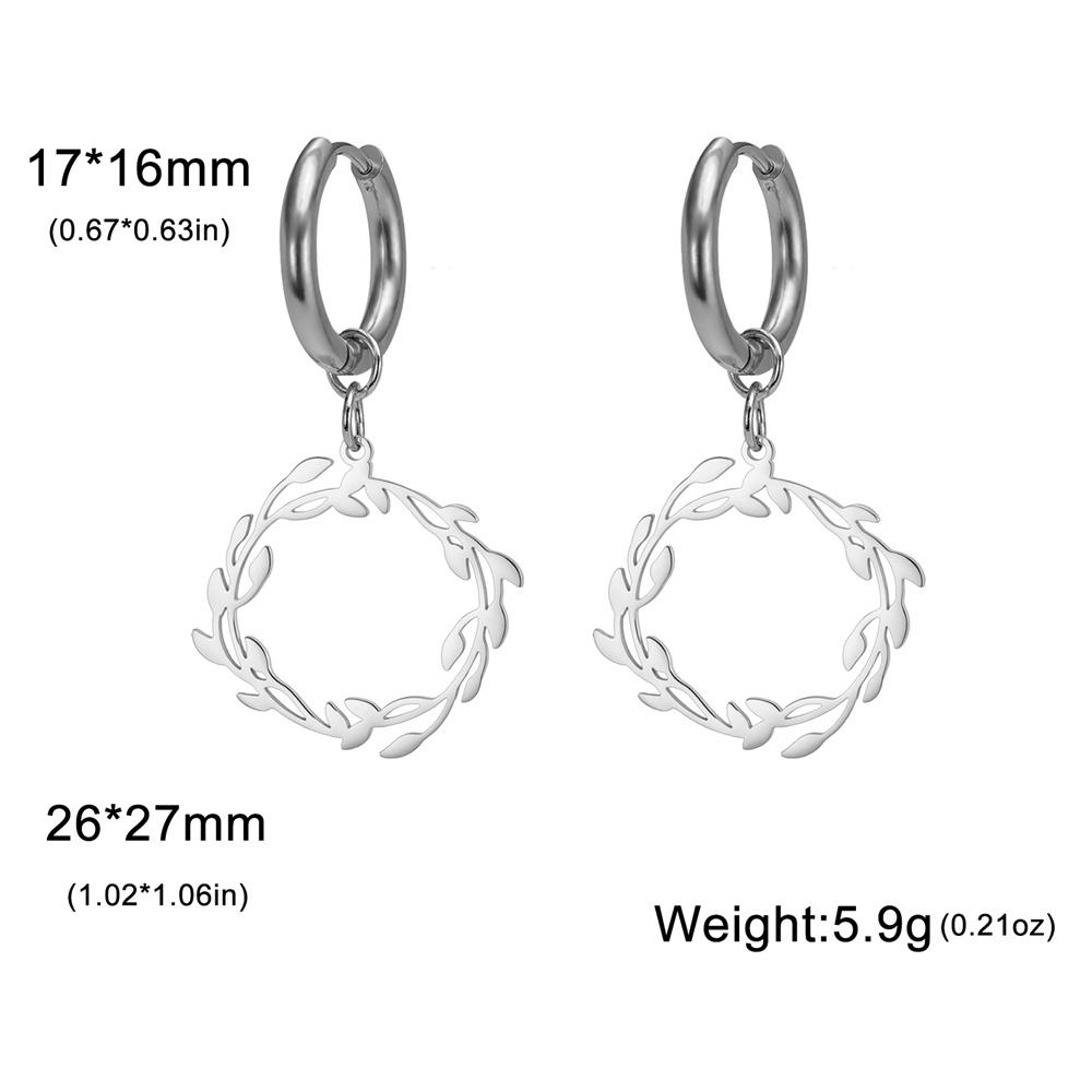 My Shape Olive Leaves Drop Earrings for Women Girls Stainless Steel Round Dangle Earring Jewelry Elegant Wedding Engagement Gift