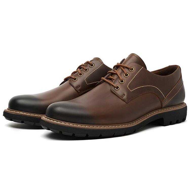 Clarks Leather British Lace-Up Derby Formal Shoes Men Shoes Dark-Brown 261275517