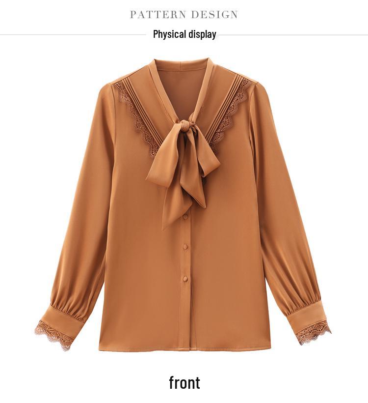 Brand Women's High-End Silk Bow Tie Blouse - Fashionable Style