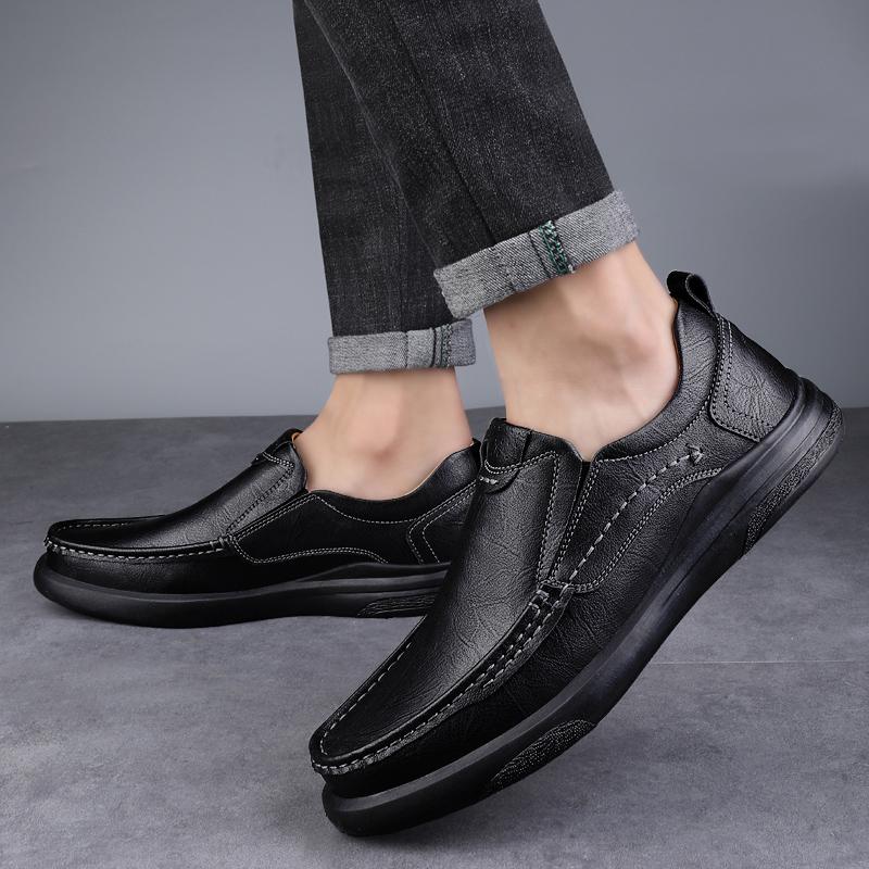Men Casual Leather Shoes Slip On Genuine Leather Men's Casual Shoes  Summer Men Shoes Handmade Natural Leather Men Loafers