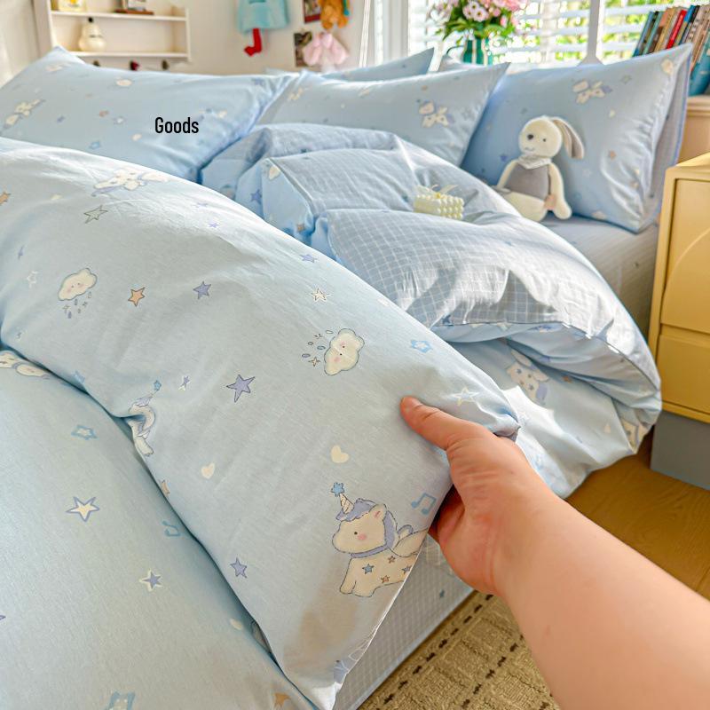 Pure Cotton Fresh Style Four-Piece Bedding Set for Spring/Summer - 2026 Edition (Fits 1.8m Beds)