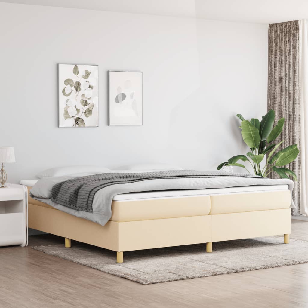 Vidaxl Bed Frame Without Mattress, Cream, 200X200 Cm, Upholstered