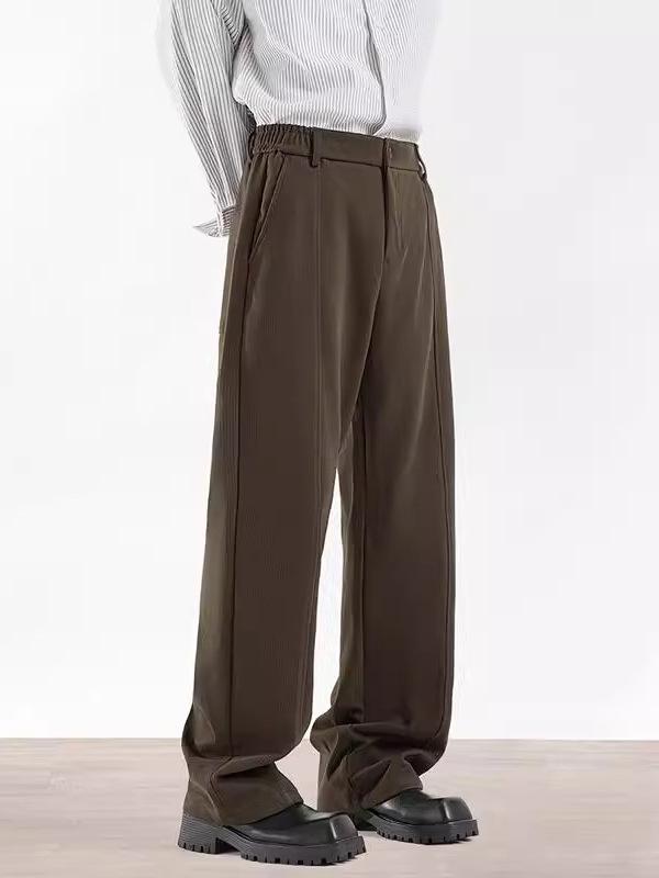 Heavy Woolen Trousers Men's Autumn and Winter Thickened Abraded Suit Pants Straight Loose and Drape Wide-leg Casual Trousers