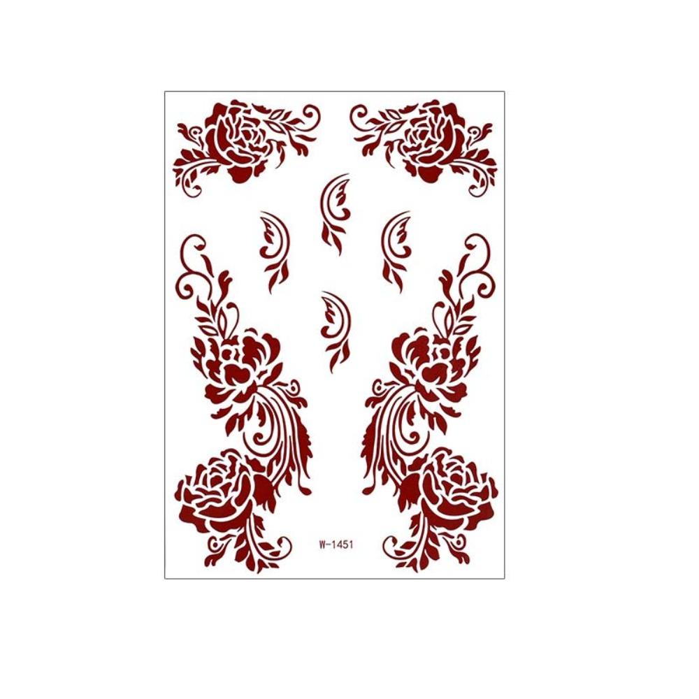 Lace Fake Tattoo Temporary Tattoo Legs Arm Red Henna Tattoo Decals Women/Lady