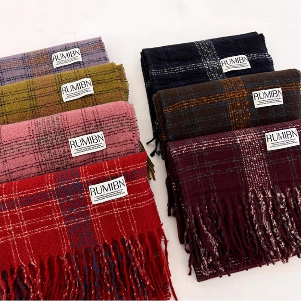With Tassels Winter Scarves Angora Fleece Wrap Shawls High Quality Cashmere Scarf