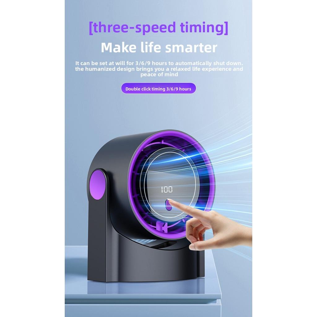 Ice Desktop Fan with Digital Display - High-speed Turbo, 5-speed Adjustment, Portable USB/battery Powered, Rechargeable Portable Fan